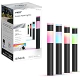 Feit Electric Smart Color Changing & Tunable White Outdoor Bollard Path Lights, 200 Lumens, Music Sync, Compatible with Alexa & Google Home, App & Remote Control, Path/RND/RGBW/AG/4, 4-Pack