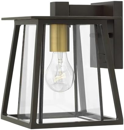 Hinkley Walker Wall Mount Lantern, Buckeye Bronze, 120V, Add Security to Porches, Patios, Exteriors Spaces with Ultra- Durable Outdoor Lighting, 1-100w Med. Bulb Required, 2106KZ
