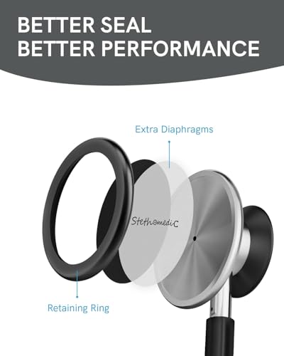 Image of FriCARE Dual Head Stethoscope - Stethoscopes for Nurses, Medical Nursing Students, Paramedics /EMT /LVN /VNA Backup Estetoscopio, Black Tube, Stainless Steel Chestpiece