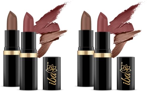Image of Iba Pure Lips Moisture Rich Set of 2 Lipsticks for Women- Nude Brown (A38 Brown Sugar and A42 Iced Mocha) (2 X 4g) | High Glossy, Creamy Finish & Smooth Texture| Hydrated Lips | Enriched with Vitamin E, Coconut Oil & Shea Butter | Intense Colour & Highly Pigmented| Lip Makeup