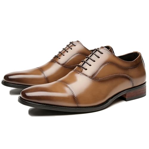 LMUIPMAA Chaussure Derby Homme Chaussure Affaires Formelles à Lacets Oxford Costume Chaussures Chaussures habillées de Mariage,Marron,43 EU