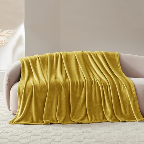 Miniatura 2 de Wavve Manta Franela Para Cama 90, Manta Para Sofá 150x200 Cm, Manta De Microfibra, Suave, Cálida, Transpirable Amarillo Mostaza