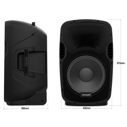 Audibax Party 215 Led Set 2 Altavoces 15\ PRO 500W Pico + Soportes + Cableado + Micrófono