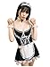 Dearaimili Donna Costume da Cameriera Francese Abito Maid Dress Lingerie Adorabile Grembiule e Gonna Nero