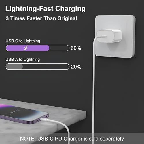 Image of ZYBUX 20W Usb C To Lightning Cable 3Ft Type C Charger Fast Charging Cord Compatible For Apple iPhone 14 /14 Pro /14Pro Max /13 /13 Pro /12 /12 Pro /11 /11 Pro /Xr /Xs /X /8 /8 Plus /7 /7 Plus Power Delivery Cord,White