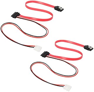 SATA 13Pin 7+6 Pin to Serial ATA 7pin Data and Power Combo Cable,13-Pin Slimline SATA to 7Pin Serial ATA Data Cable with LP4 Drive Power Cable Adapter-2PCS 50cm