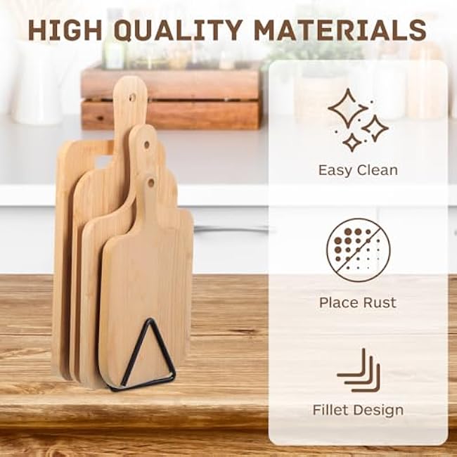 Suclain Cutting Board Organizer, Triangle Cutting Board Rack Black Metal Chopping Sheet Holder, Pots Pan Lids Cookie Sheet Organizer for Cabinet Countertop Shelf, 3.94 x 3.94 x 3.54 in