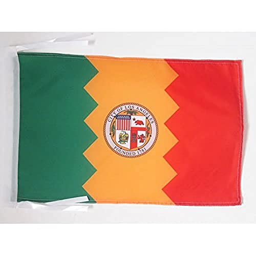 AZ FLAG, Los Angeles Flag, 18'' x 12'', 100% Polyester Los Angeles city, California Small Banner with Two Cords