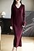 Ciovkis Women's Merino Wool Blend Long Sweater Dress Fashion 2025 Spring Fall Casual V-Neck Long Sleeve Ribbed Knit Dress with Anti-Pilling (Dark Red,M)