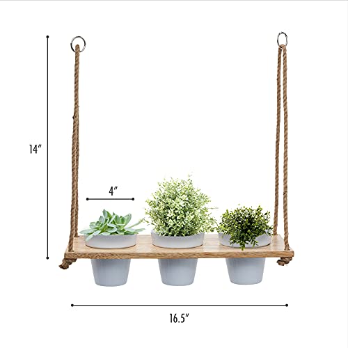 Kimisty Wall Hanging Herb Planters, 2 Tiered Vertical Planter Shelf With Metal Pot Set, Indoor Garden, Wood Herb Garden For Kitchen, Vertical Hanging Planters Wall Hanging - Parent (White) #TOP2