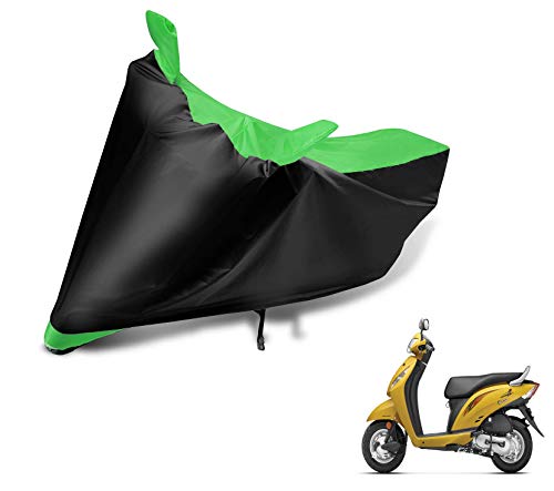 Image of Auto Hub Scooty Cover Compatible with Activa i with Mirror Pocket, Dustproof, Heat Resistant, Triple Stitched, Activa i Scooty Cover- Black, Green