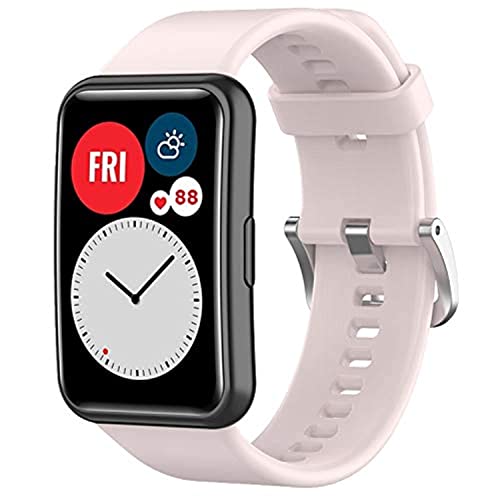 Wownadu Straps Compatible for HUAWEI WATCH FIT Strap Replacement for Women Men Silicone Sports WristBand Sakura Pink Smart Watch Accessories,(No Watch)