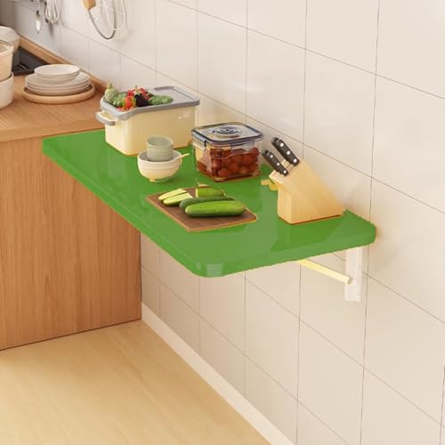 Table murale rabattable en bois de qualité, bureau flottant vert 120 cm - 7