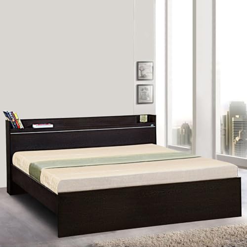 Image of DELITE KOM Plum Engineered Wood Queen Without Box Bed (Finish Color Flowery Wenge Delivery Condition Knockdown)