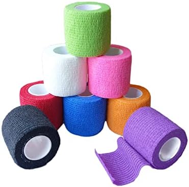 CADEVED 8 Pack 2" x 5 Yards Self Adhesive Bandage Wrap Cohesive Bandage Breathable Self Adherent Vet Tape Elastic Sports Wrap (Mixed Colors)