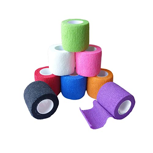 Cadeved 8 Pack 2" X 5 Yards Self Adhesive Bandage Wrap Cohesive Bandage Breathable Self Adherent Vet Tape Elastic Sports Wrap (Mixed Colors) #TOP16