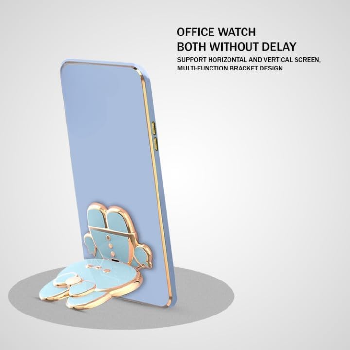 Image of 3D Cartoon Back Case Cover with Cosmetic Mirror for Oppo Reno 15 5G, Mobile Stand (B-Blue)