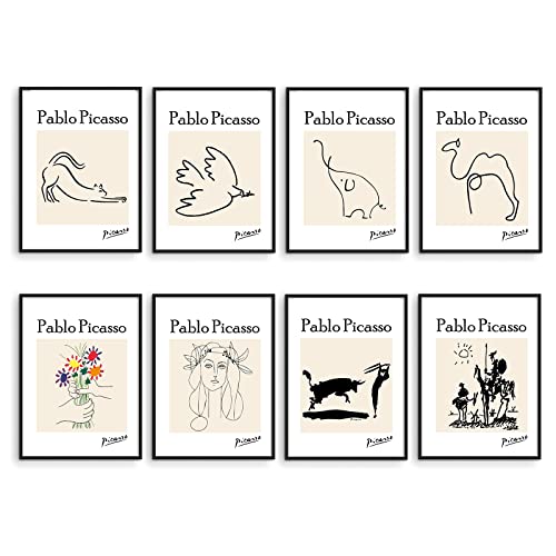 Walldeer Art Pablo Picasso Penguin Poster Canvas Wall Art Abstract Line Drawing Artwork Prints Picture For Living Room Unframe (16X24Inch, Penguin) #TOP6