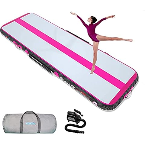 WelandFun Tumbling Matten Aufblasbare Gymnastik 3/4/5/6M Trainingsmatte Kohlefaser Tumble 10/15/20cm Dick Gymnastikmatte Turnmatte Bodenmatte Inflatable Yogamatte Taekwondo Matte with Pumpe Cover