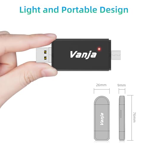 Image of Vanja SD Card Reader, High-Speed USB Type A & Type C to Micro SD Card Adapter for SD, SDHC, SDXC, Micro SDXC | Compatible with iPhone 17 /16 /15, MacBook Pro /Air, iPad Pro, Smartphone