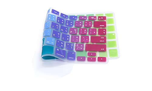 HRH - Thai Language Keyboard Cover Silicone Skin for MacBook Pro 13 15 17 (with or w/out Retina Display) iMac and MacBook Air 13 - Thai/English (Dazzle Rainbow)