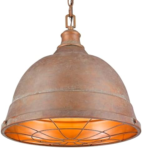 Golden Lighting 7312-L CP Bartlett Pendant Lights, Copper Patina- Light Fixture, Pendant Lighting, Pendant Light Fixtures, Ceiling Light Fixture, Kitchen Island Lighting