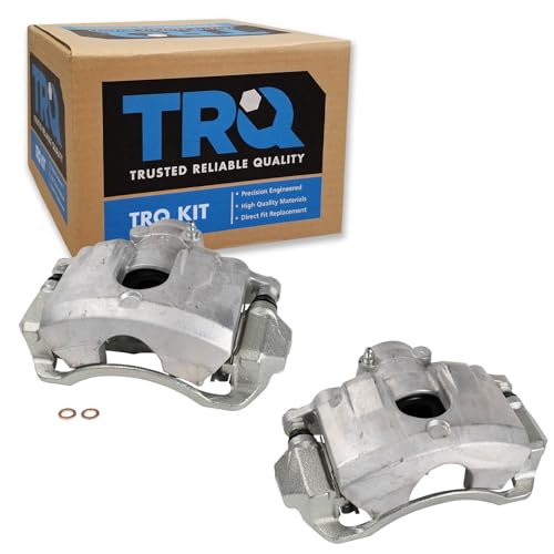 Image of TRQ Front Driver and Passenger Side Brake Caliper Set Caliper Brackets Hardware Compatible with 08-11 Ford Focus