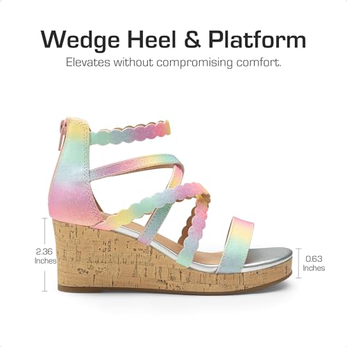 Image of DREAM PAIRS Girls Wedge Sandals Flatform Open Toe Platform Sandals Flower Wedding Party for Little Kid /Big Kid