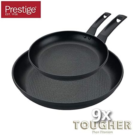 Prestige 9 x Tougher Frying Pan Set Non Stick - Induction Frying Pan Set of 2, 21/29cm with Scratch Resistant Non Stick, Stay Cool Easy Grip Handles, Oven & Dishwasher Safe Cookware