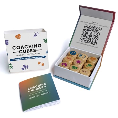 metaFox Coaching Cubes for Emotional Intelligence - 9 Würfel mit Coaching-Fragen für Emotionen, persönliche Entwicklung - als Therapie-Tools, Story Cubes, Conversation Cubes, Therapie-Spiele