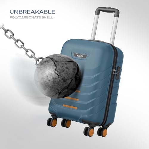 Image of Safari Cabin Crescent 8 Wheels 56cm Small Trolley Bag Hard Case Polycarbonate 360 Degree Wheeling System Luggage, Travel Bag, Suitcase for Travel, Trolley Bags for Travel, Ink Blue