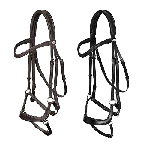 Bridon double LeMieux Arika en cuir noir et argent de haute qualité