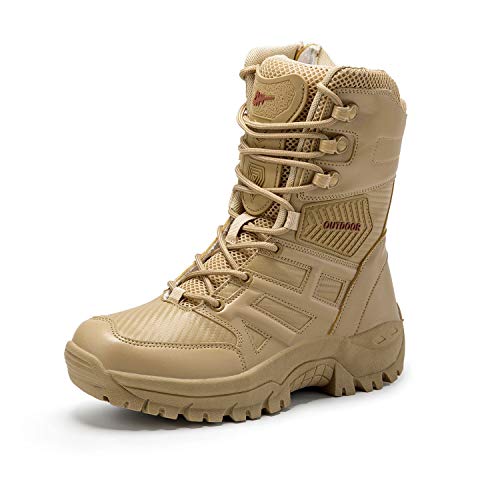 Men's Tactical Military Work Boots Side Zipper Lightweight Outdoor Motorcycle Boots Waterproof Combat Army Boots for Men