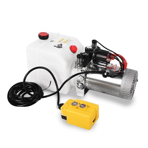 Image of 3 Quart Hydraulic Pump 12V DC Double Acting Hydraulic Power Unit w /Plastic Reservoir for Dump Trailer Car Lifting Platforms