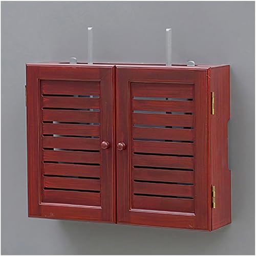 Gabinete de almacenamiento para enrutador WiFi montado en la pared, fácil instalación para dormitorio, sala de estar, oficina (rojo, 47 x 33 cm)