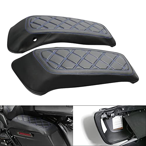 Motorcycle Saddlebag Lid Covers Blue Diamond Stitching Saddlebag Speaker Lid ...