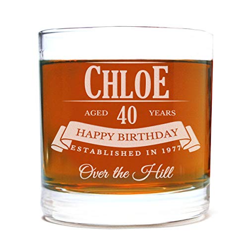 Personalized Etched 11oz Whiskey Rocks Glass for Birthday Gifts