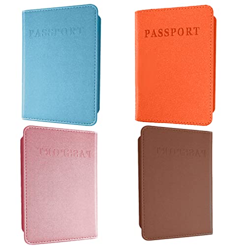Protege Passeport,Binblin 4PCS Porte Passeport pour Passeport Carte d'Embarquement Carte d'Identit Cover