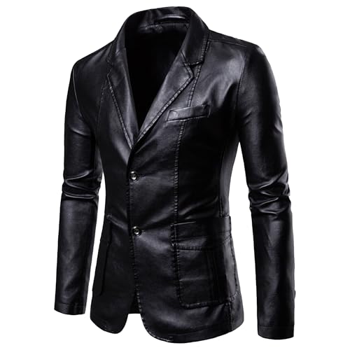 Manteau homme similicuir délavé noir style décontracté classique pour l'automne