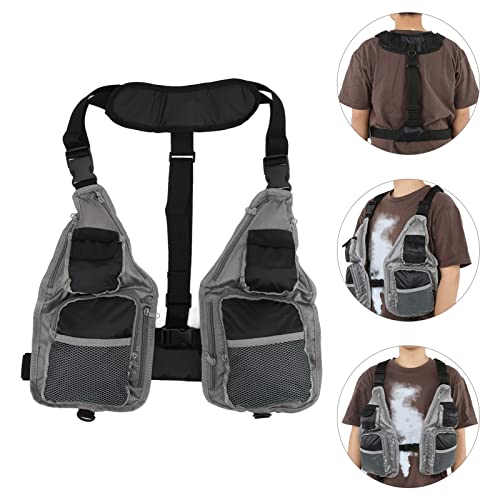 Colete de pesca com mosca, colete de pesca 600D Colete de abertura lateral com vários bolsos para ar