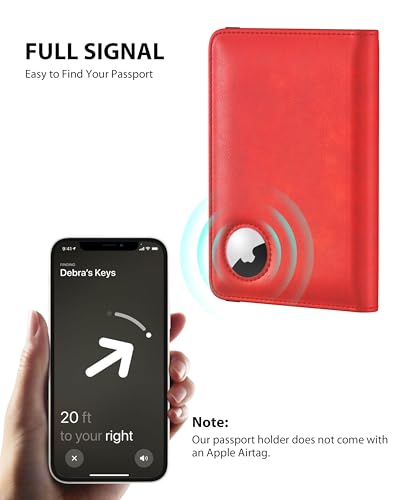 Image of Stouchi AirTag Passport Holder, Red, Fashion Simple Slim Multiple