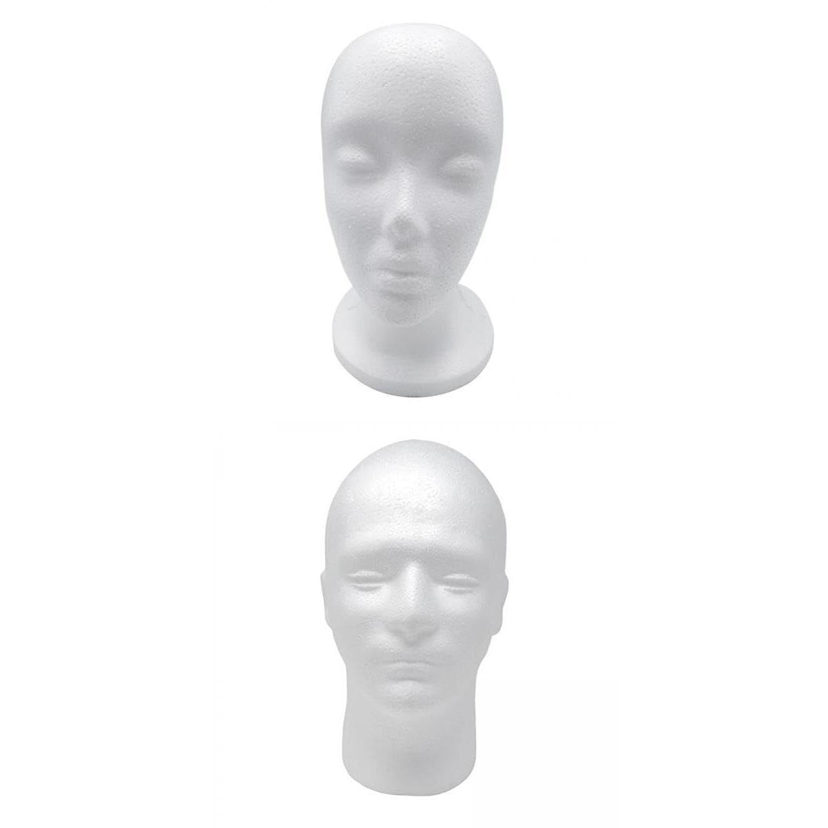 UJEAVETTE® 2 Men Foam Manikin Head Stand Holder White for Headwear Jewelry Home Salon-image-42