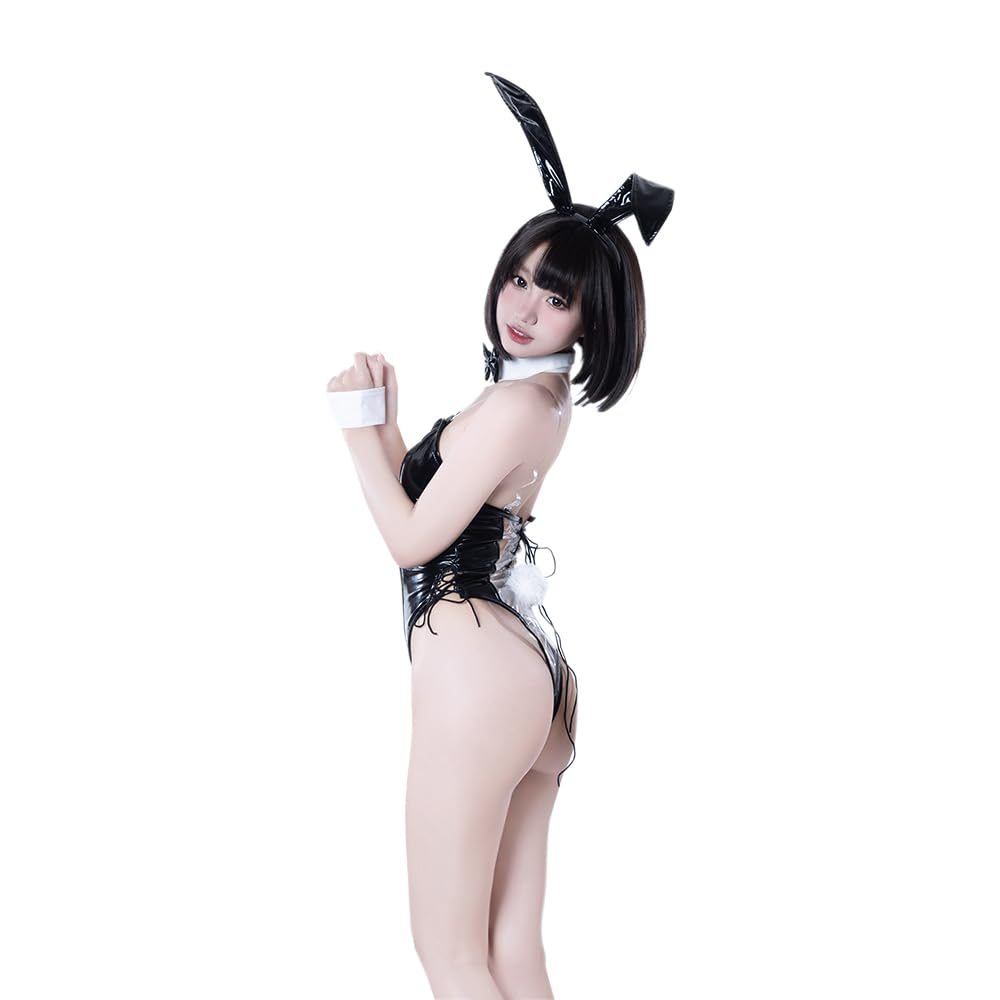 SENJIY sexy bunny outfit for women lingerie costume playboy Cosplay Maid Bunny Girl Naughty Underwear Outfits Anime One Piece Bodysuit Babydoll Roleplay ears for Party Christmas Halloween set black