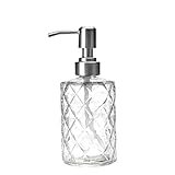 350ml Klar Glas Seifenspender mit Edelstahlpumpe, nachfüllbare Flüssigflasche für Handseife,...