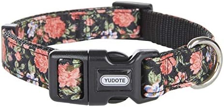 YUDOTE Neoprene Padded Printed Nylon Dog Collars Spring Summer Seasonal Themed for Medium Dogs Everyday Use,Adjustable 31-49cm,Purple Maple Leaf