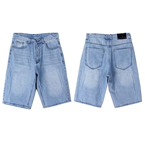 image for Kinghua Men's Baggy Jean Shorts Casual Loose Fit Hip Hop Skateboard De