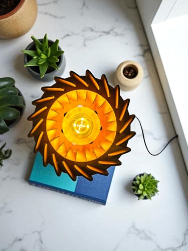 Image of Wooden Table Lamp for homr Decoration, Modern Slatted Design, Ambient Lighting for Bedroom, Office, Dining Table lamp Included