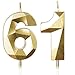 Gold 61. Geburtstagskerzen, 61. Geburtstagsdekorationen für Frauen und Männlich, 3D-Zahl-61-Kerze für Kuchen, Goldene Kuchendekorationen für Geburtstagsfeiern und Hochzeiten Zubehör