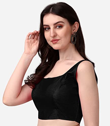 Image of Vihu Fashion Plain Sleeveless Pattern Readymade Blouse U Neck Choli