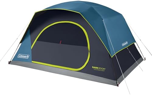 Coleman 4/6/8/10 Person Skydome Dark Room Tent with Rainfly, 5 Minute Setup, Blocks 90% of Sunlight, 20% More Headroom Than Traditional Tents